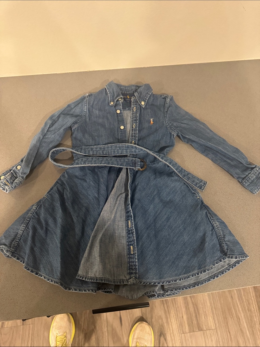 Ralph Lauren Girls' Blue Denim Shirt Dress Jacket with Belt
